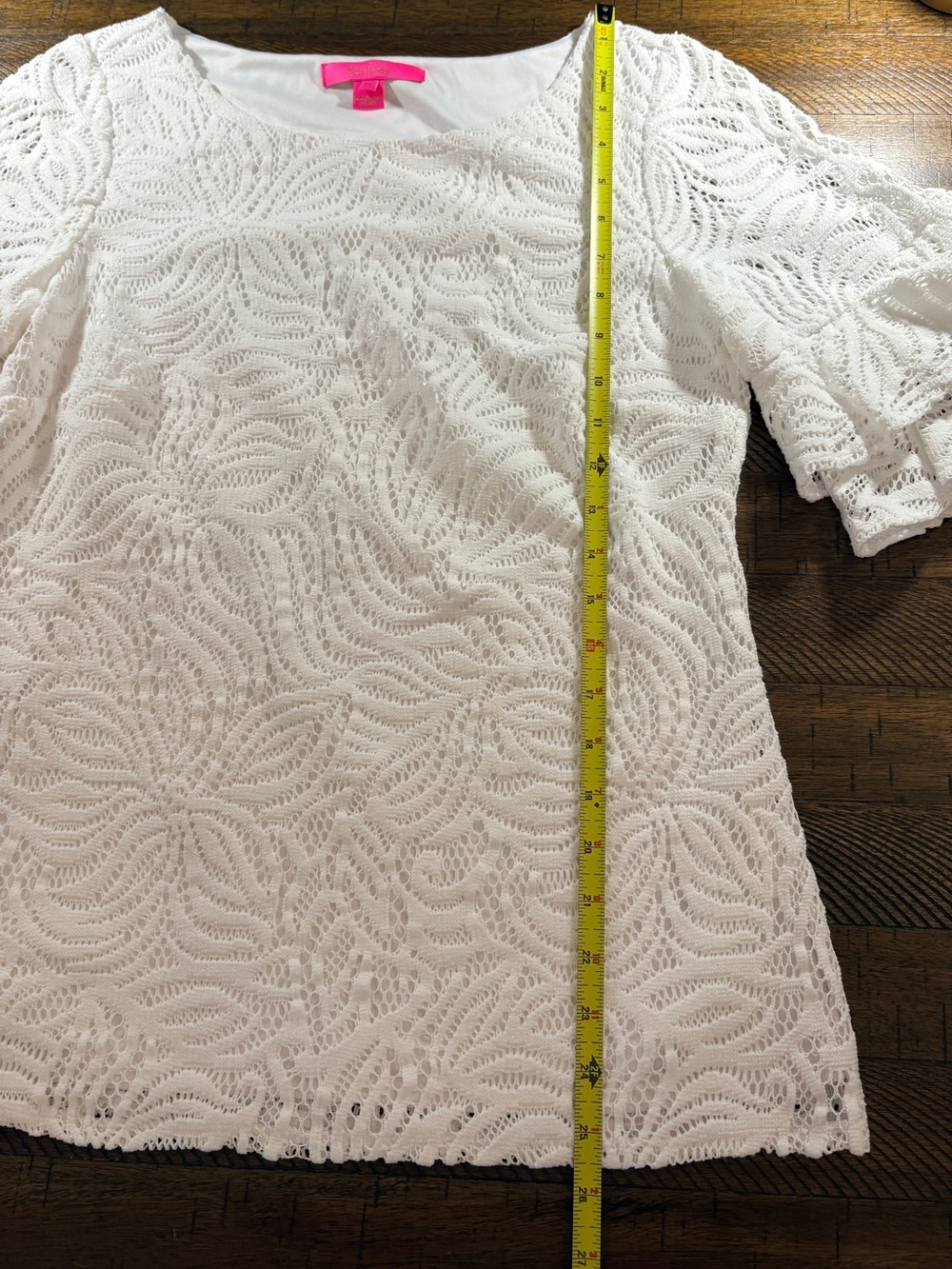 Lilly Pulitzer Women's White Lace Lula Top Blouse Medium EUC - Picture 5 of 7